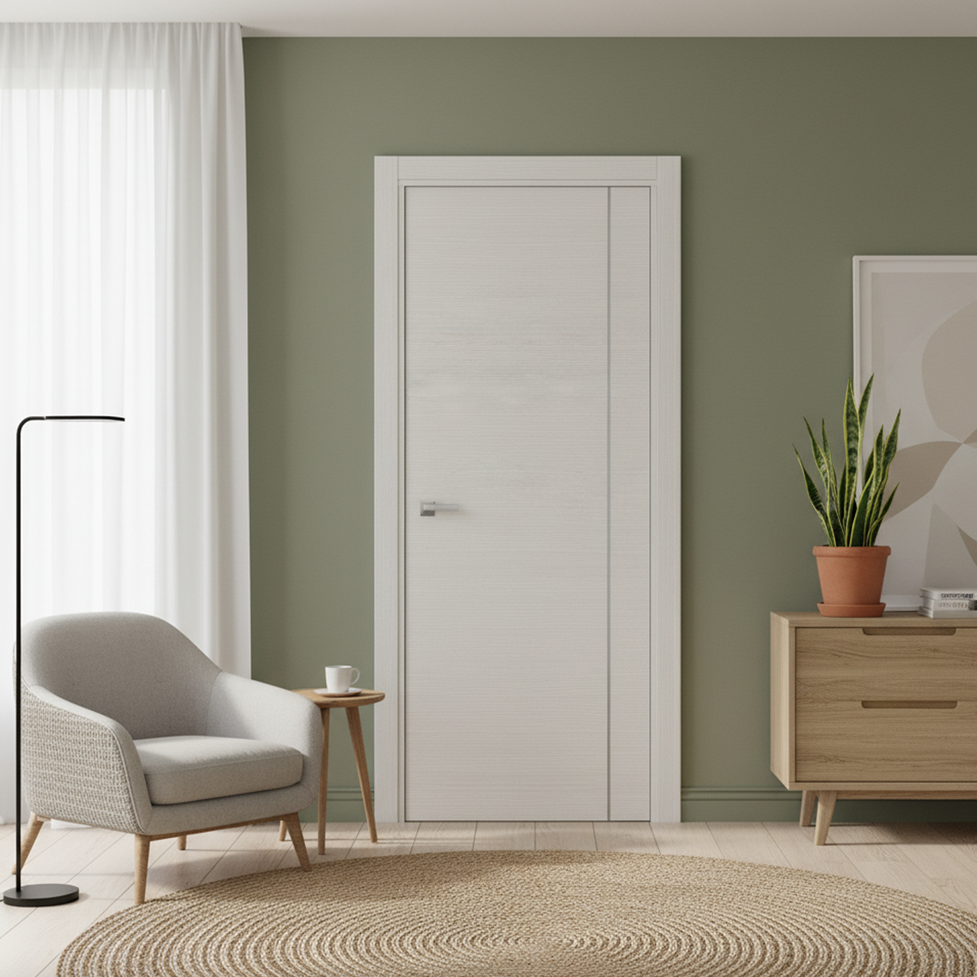 Nova 1VR Braga Bianco Matrix CPL Modern Single Pre-hung Door - Doors and Beyond
