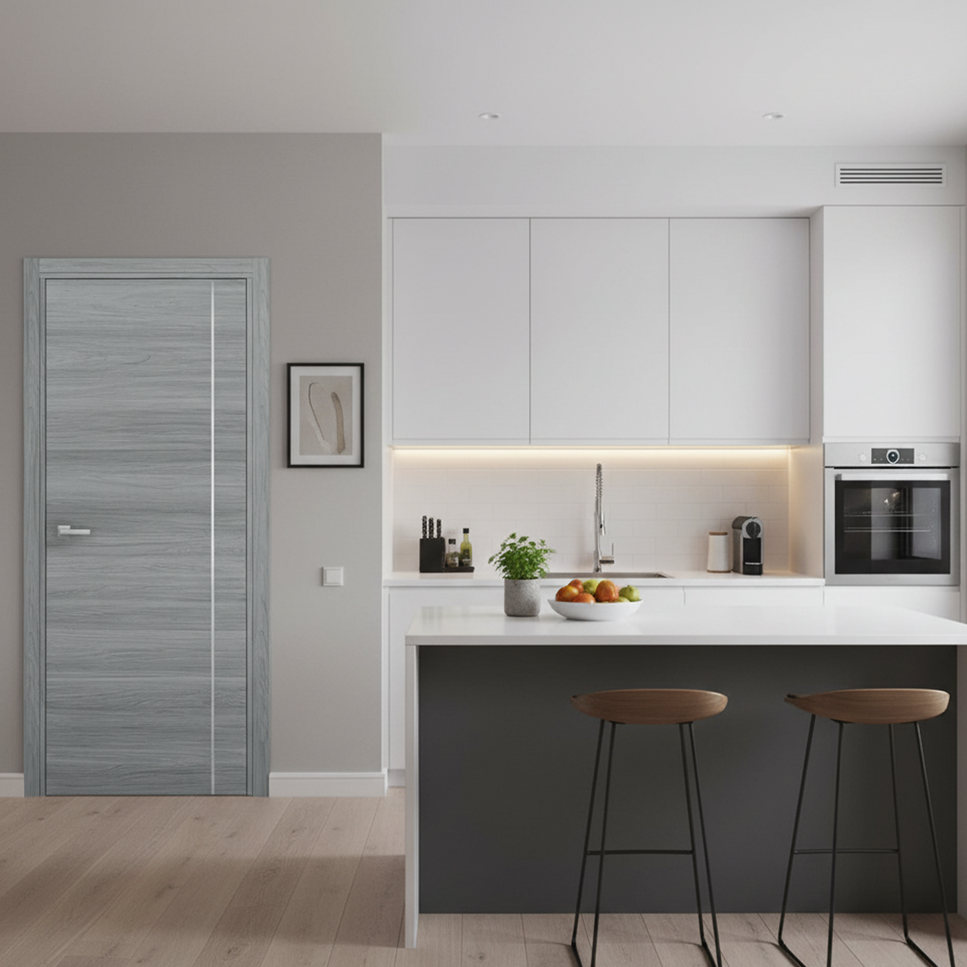 Nova 1VR Braga Olmo Matrix CPL Modern Single Pre-hung Door - Doors and Beyond
