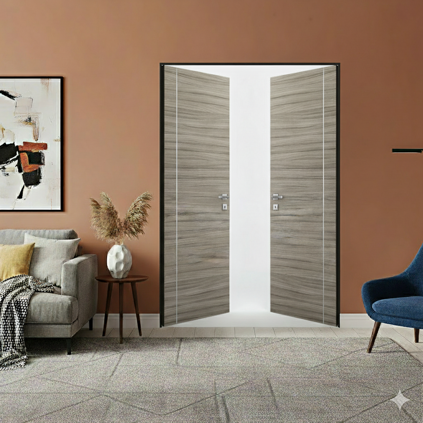 Braga 1VR Palissandro Matrix CPL Frameless Modern Double Door - Doors and Beyond