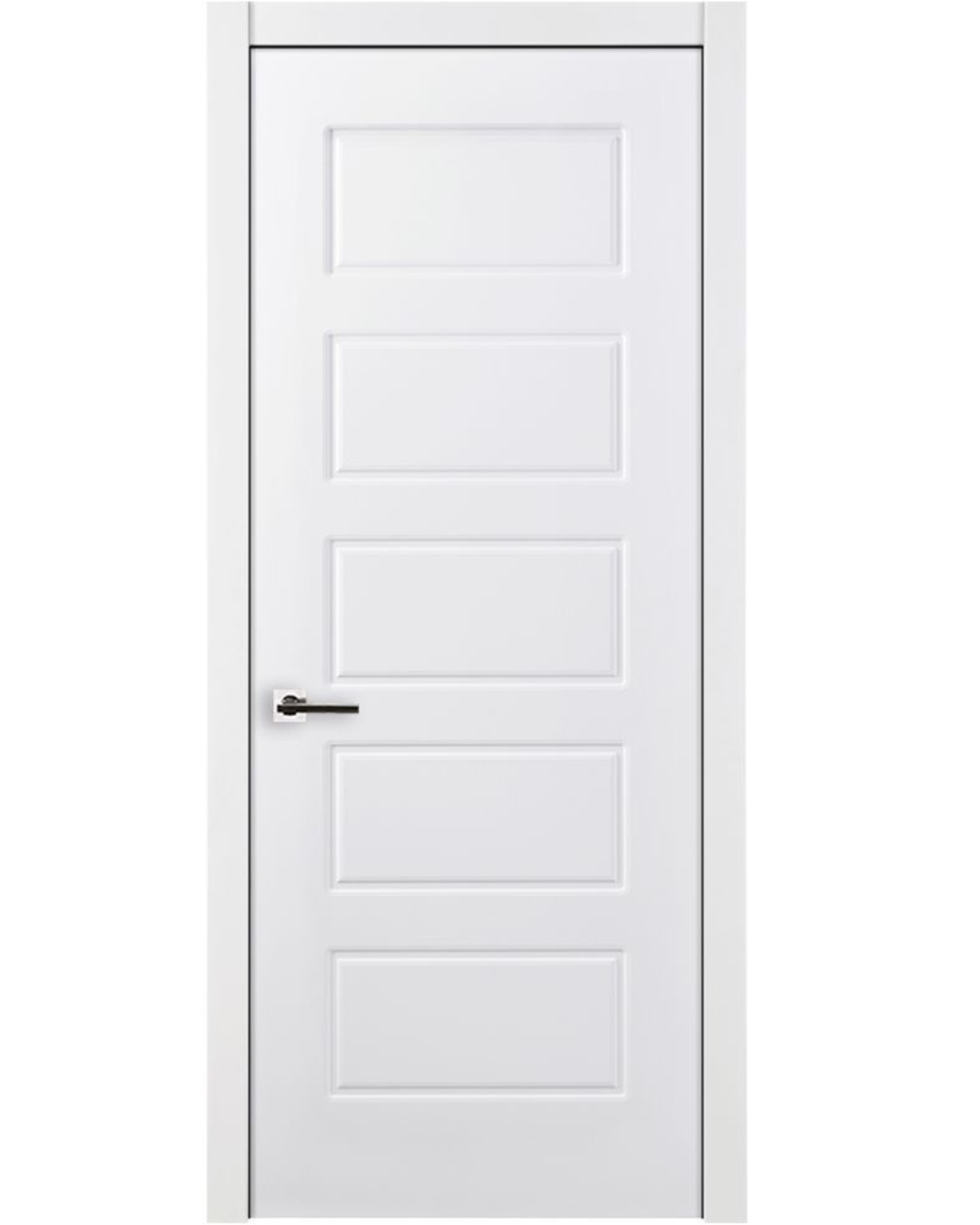 Nova 5 Panel Soft White Laminated Modern Pre-Hung Door - Doors and Beyond