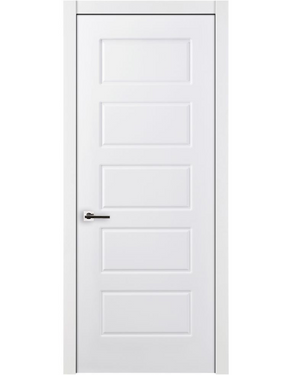 Nova 5 Panel Soft White Laminated Modern Pre-Hung Door - Doors and Beyond