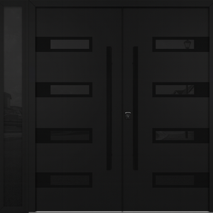 Nova Inox S4 Modern Exterior Double Door W/ (1) 12" Sidelight - Unit 86x81 3/8 - Black Stainless - Black - Doors and Beyond