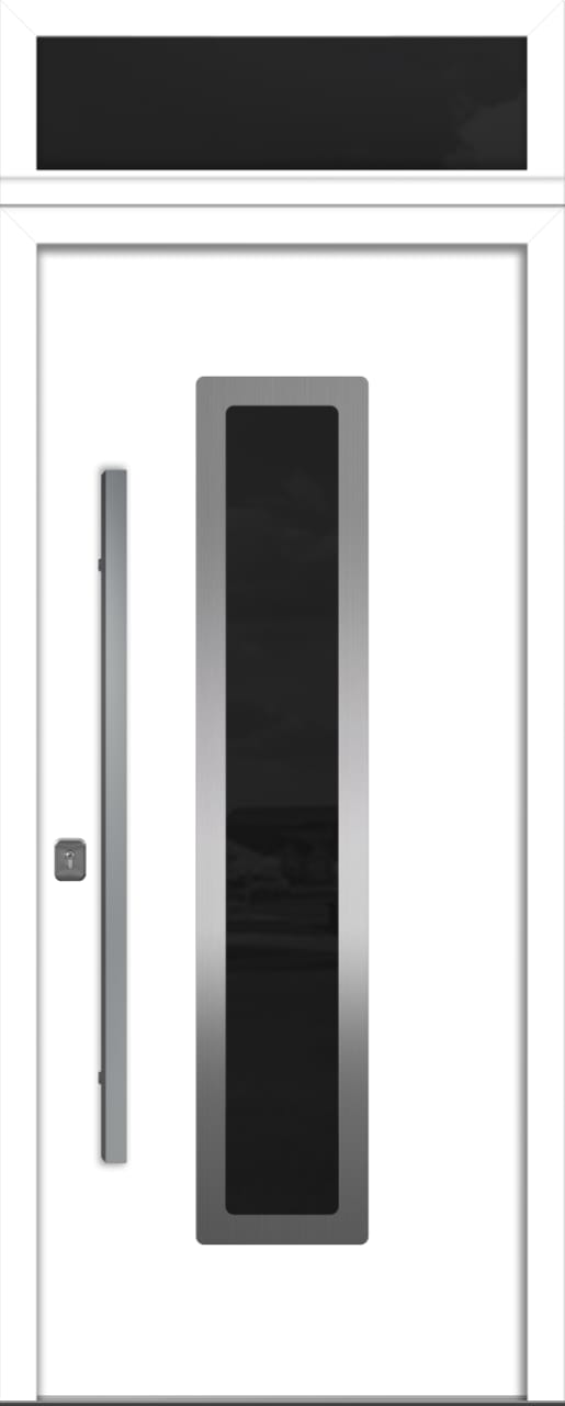 Nova Inox S1 Modern Exterior Single Door 36x80 with Transom - Unit Size 38 x 95 1/2”- White - Doors and Beyond