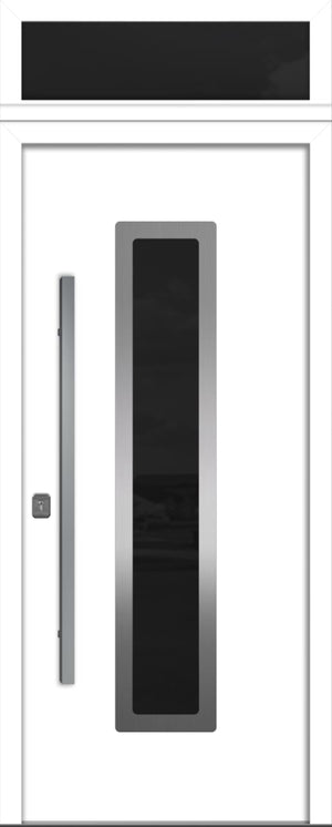 Nova Inox S1 Modern Exterior Single Door 36x80 with Transom - Unit Size 38 x 95 1/2”- White - Doors and Beyond