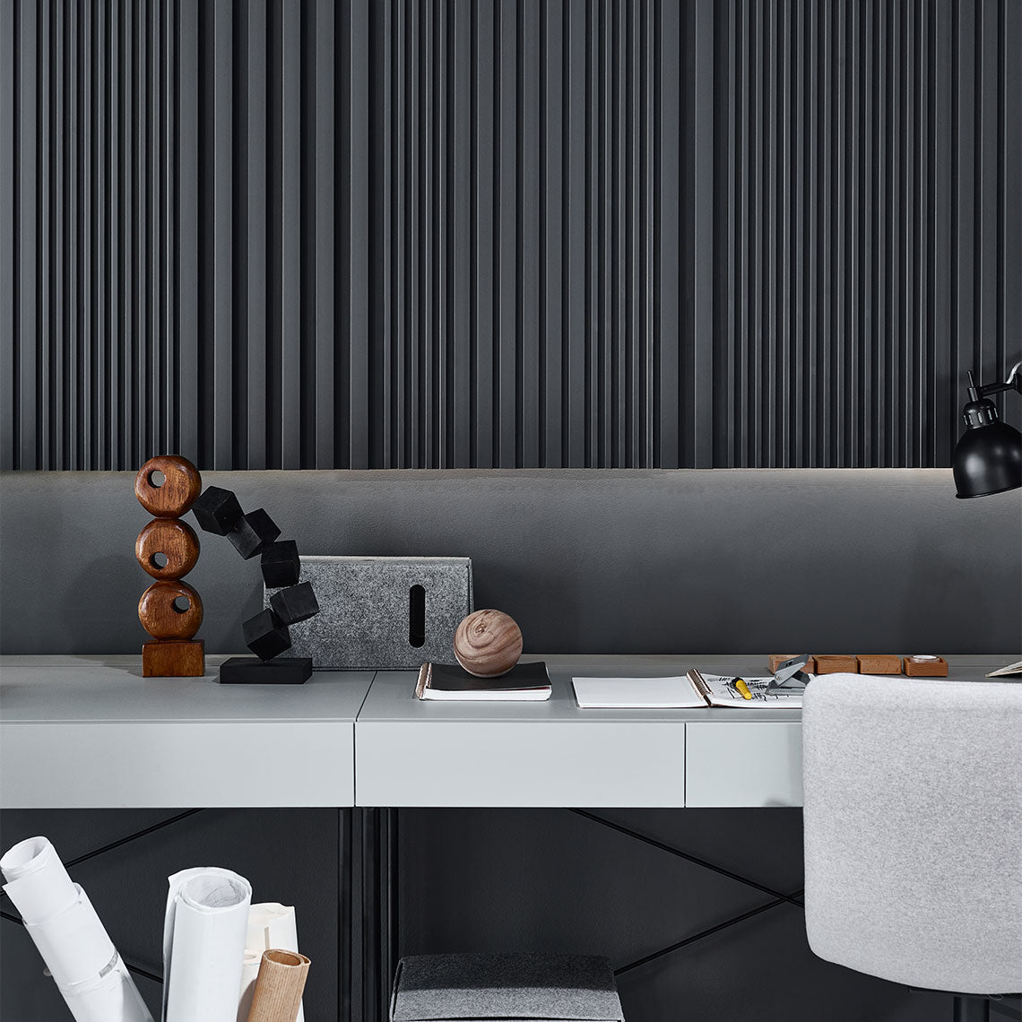 VOX Linerio M-Line Anthracite Slat Panel 104 5/16" 4 13/16" x 3/8" - Doors and Beyond