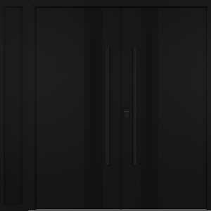 Nova Inox S2 Modern Exterior Double Door W/ (1) 12" Sidelight - Unit 86x81 3/8 - Black Stainless - Black - Doors and Beyond