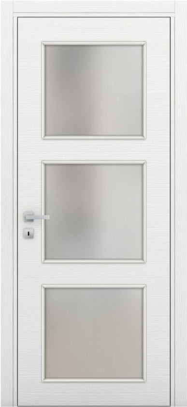 Nova 3-Lite Braga Bianco Matrix CPL Modern Single Pre-hung Door - Doors and Beyond
