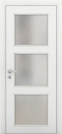 Nova 3-Lite Braga Bianco Matrix CPL Modern Single Pre-hung Door - Doors and Beyond