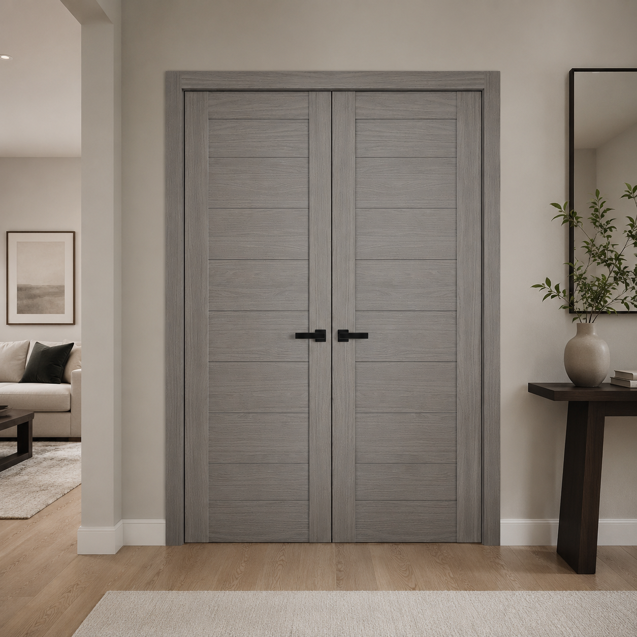 Nova Domino 02 Wenge Modern Laminated Modern Double Pre-hung Door