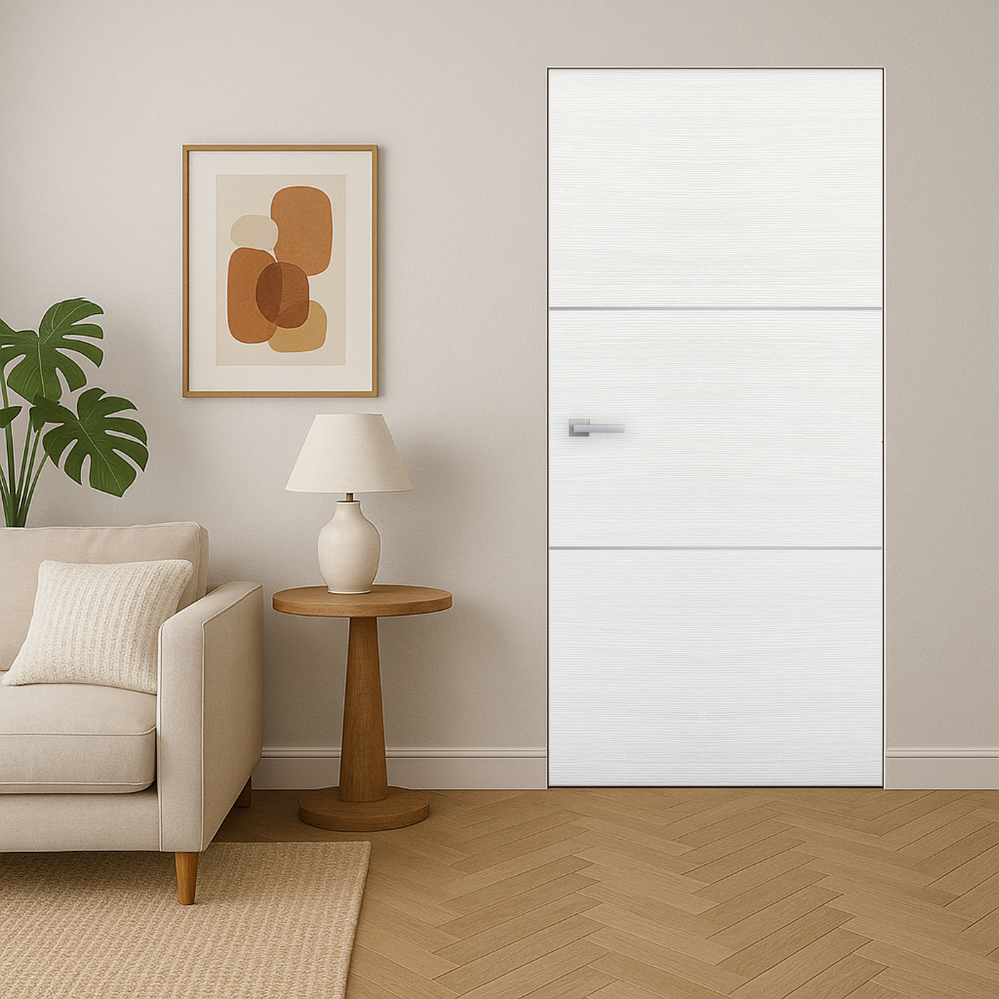 Braga 2H Bianco Matrix CPL Frameless Modern Door - Doors and Beyond