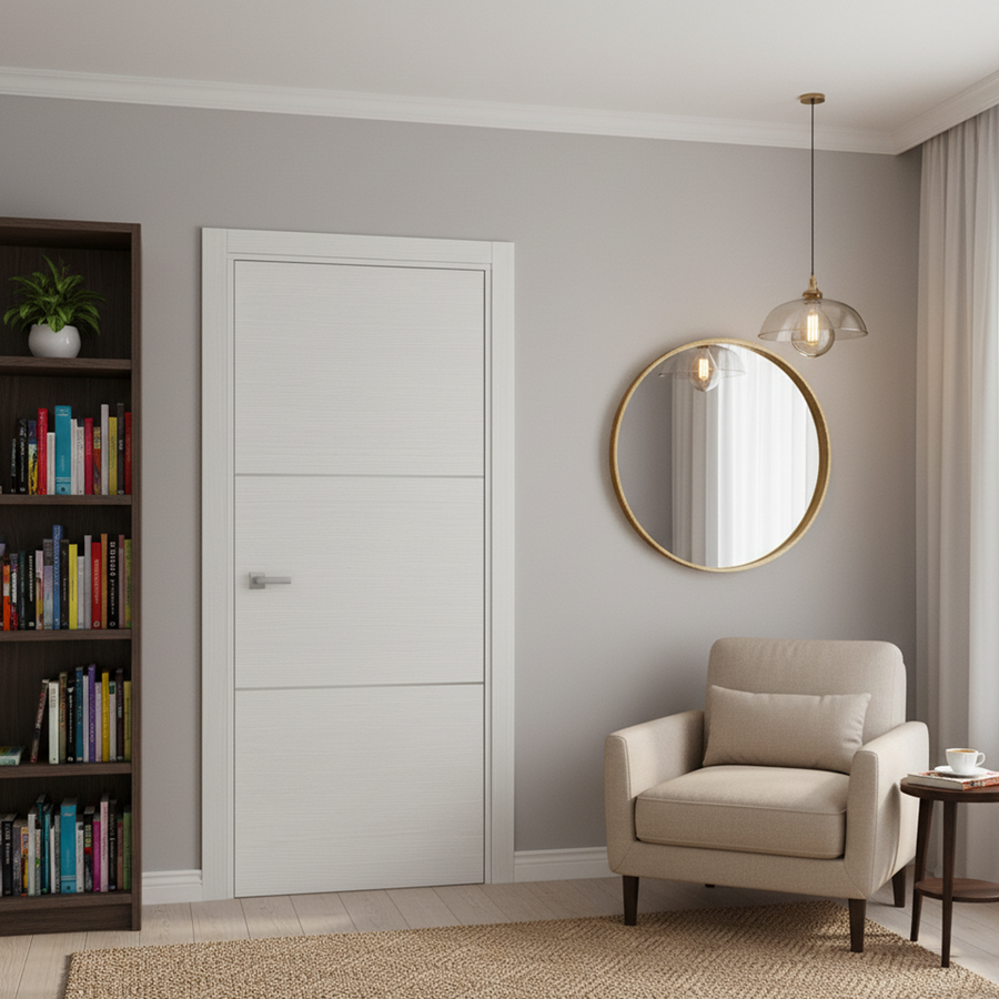 Nova 2H Braga Bianco Matrix CPL Modern Single  Pre-hung Door - Doors and Beyond