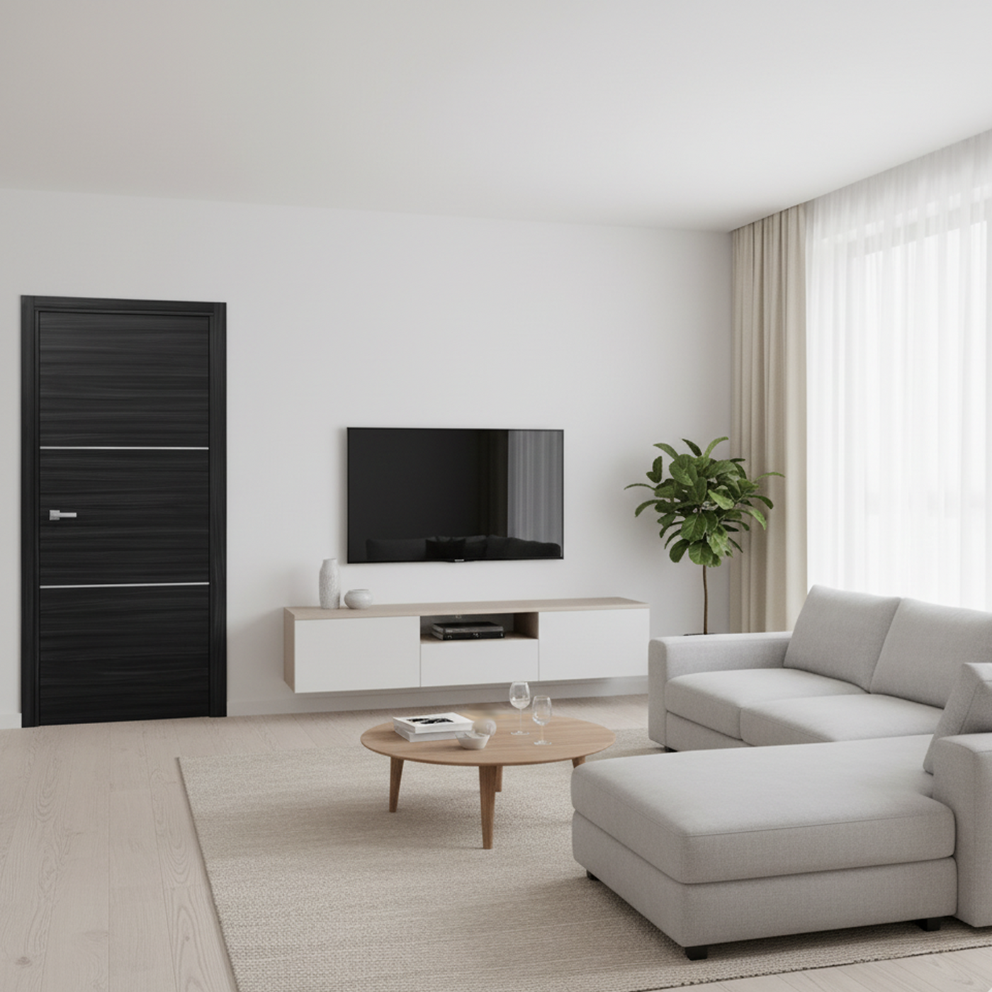 Nova 2H Braga Blu  Matrix CPL Modern Single Pre-hung Door - Doors and Beyond