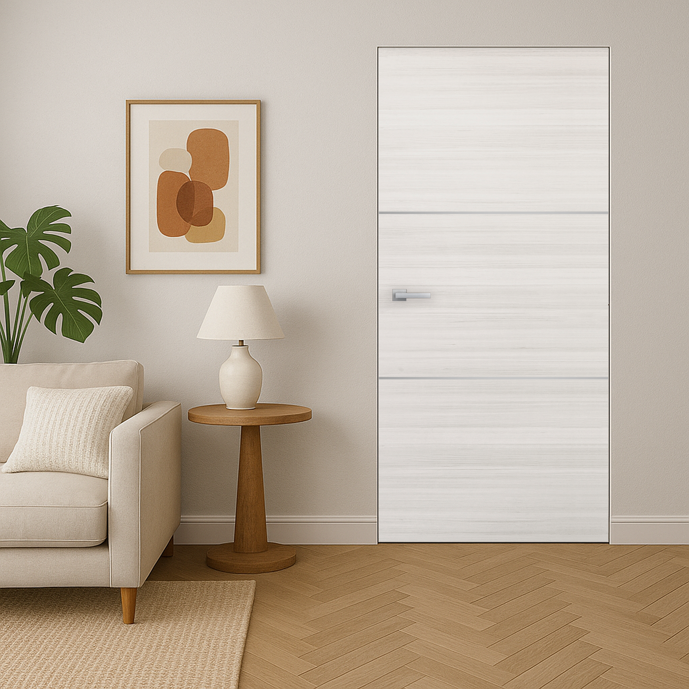 Braga 2h Crema Matrix CPL Frameless Modern Door - Doors and Beyond