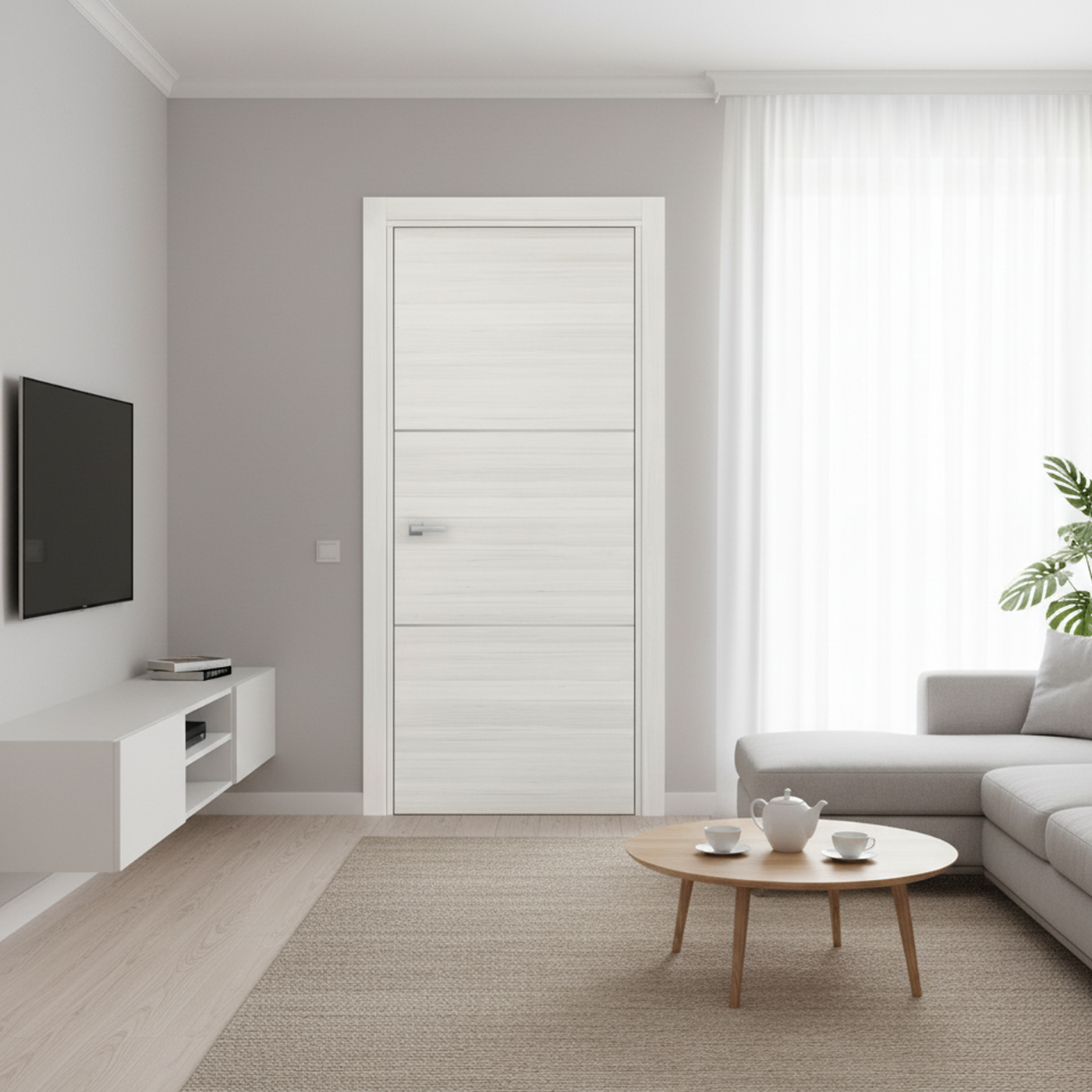 Nova 2H Braga Crema Matrix CPL Modern Single Pre-hung Door - Doors and Beyond