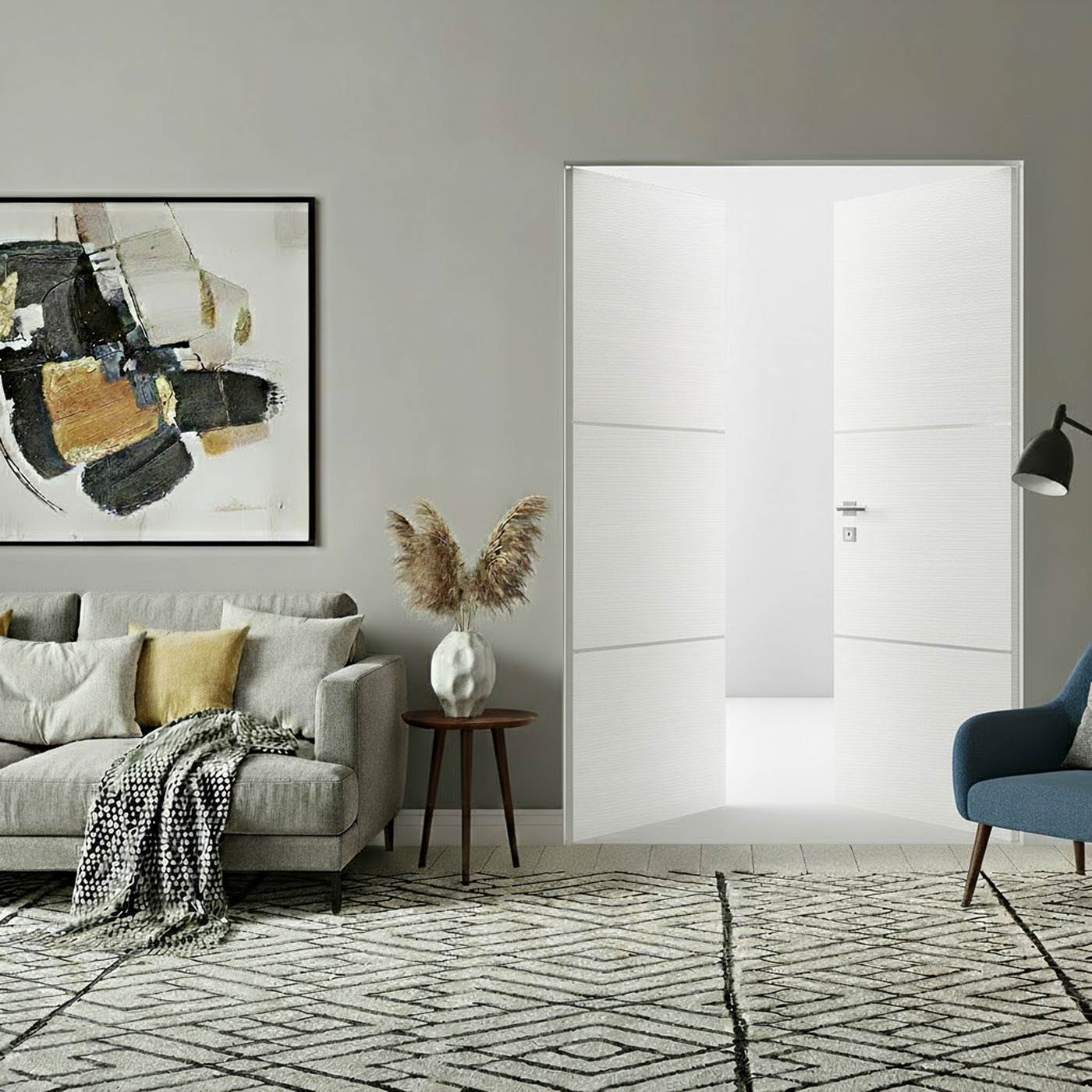 Braga 2H Bianco Matrix CPL Frameless Modern Double Door - Doors and Beyond