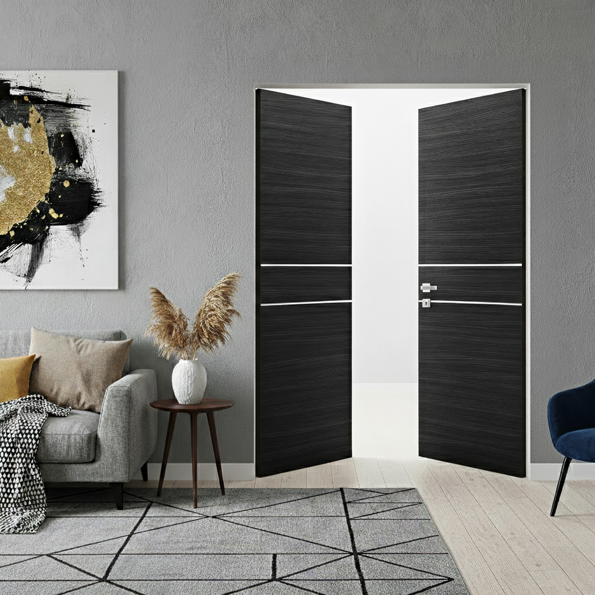 Braga 2HC Blu Matrix CPL Frameless Modern Double Door - Doors and Beyond