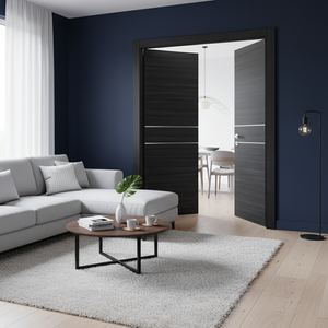 Nova 2HC Braga Blu  Matrix CPL  Modern Double Pre-Hung Door - Doors and Beyond
