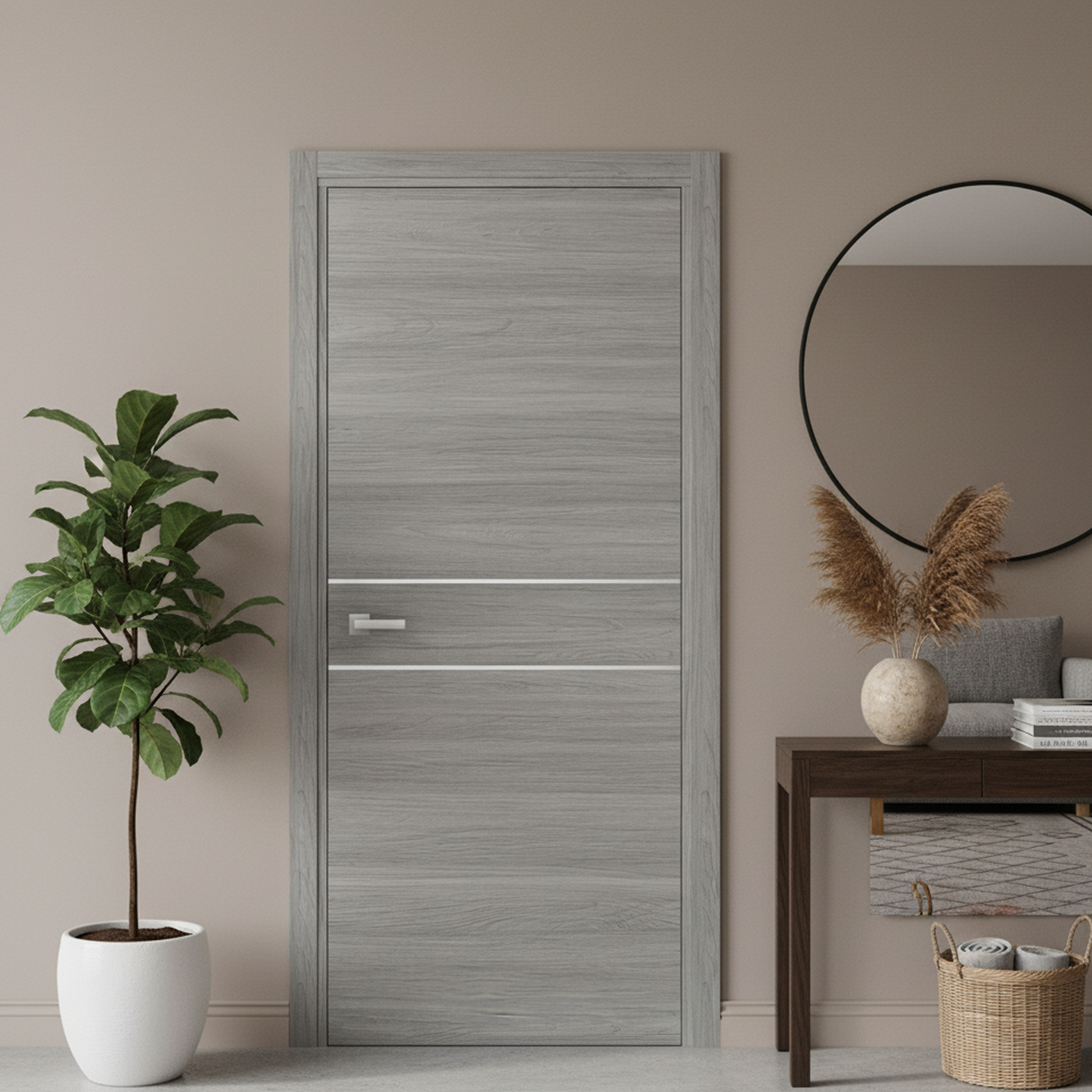 Nova 2HC Braga Olmo Matrix CPL Modern Single Pre-hung Door - Doors and Beyond