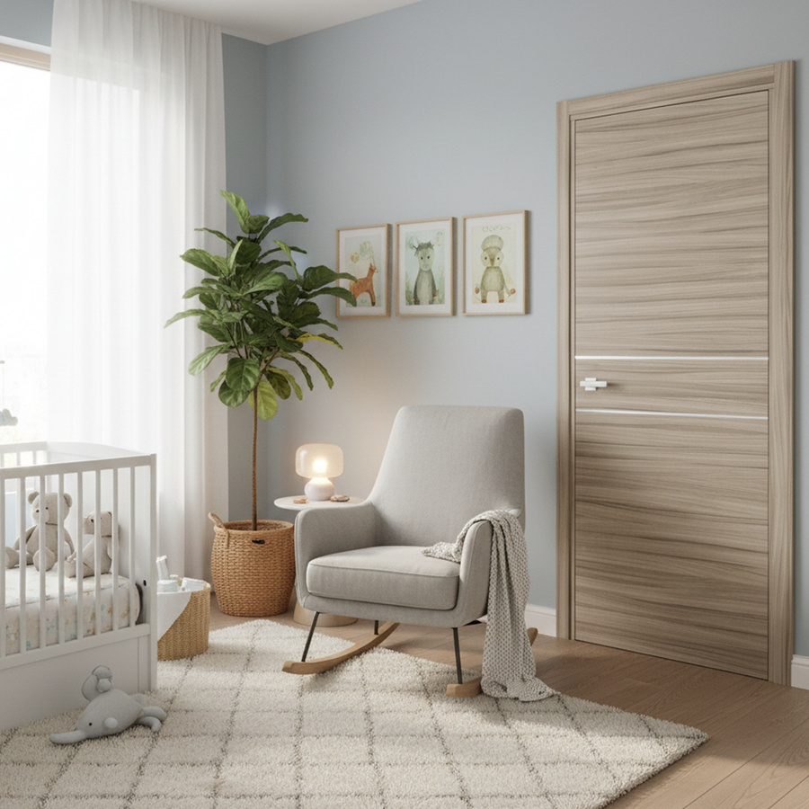 Nova 2HC Braga Palissandro  Matrix CPL Modern Single Pre-hung Door - Doors and Beyond
