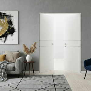 Braga 2HC Bianco Matrix CPL Frameless Modern Double Door - Doors and Beyond