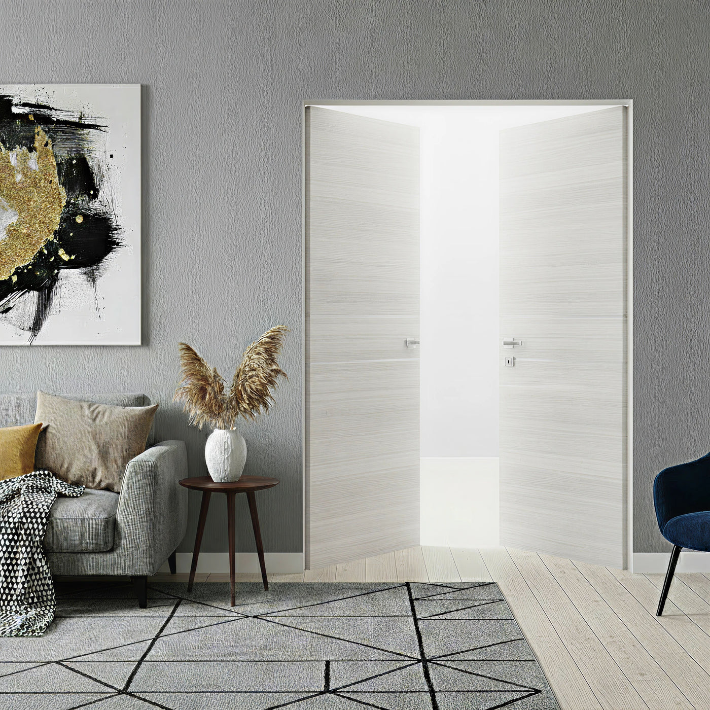 Braga 2HC Crema Matrix CPL Frameless Modern Double Door - Doors and Beyond