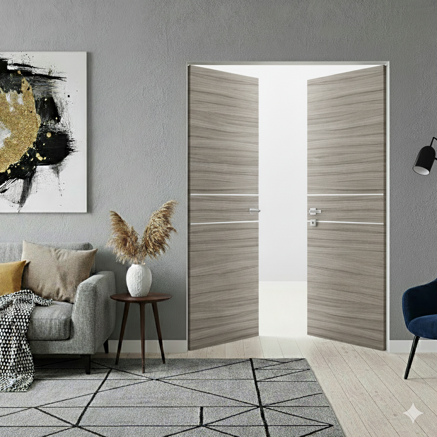 Braga 2HC Palissandro Matrix CPL Frameless Modern Double Door - Doors and Beyond