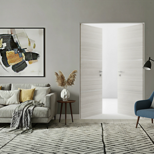 Braga 2H Crema Matrix CPL Frameless Modern Double Door - Doors and Beyond