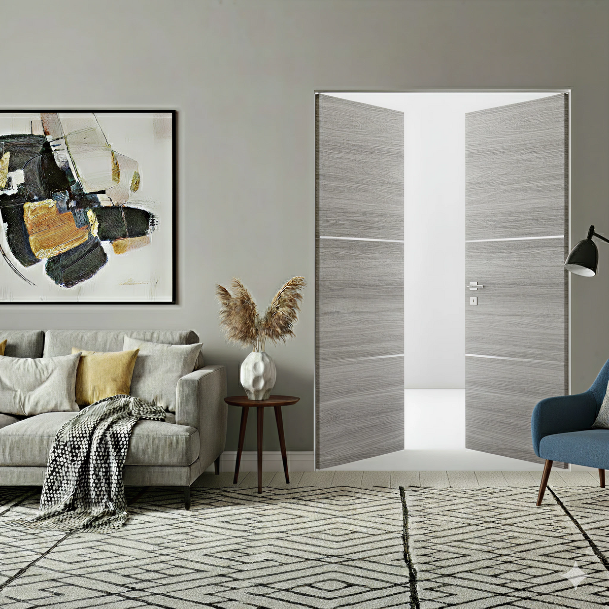 Braga 2H Olmo Matrix CPL Frameless Modern Double Door - Doors and Beyond