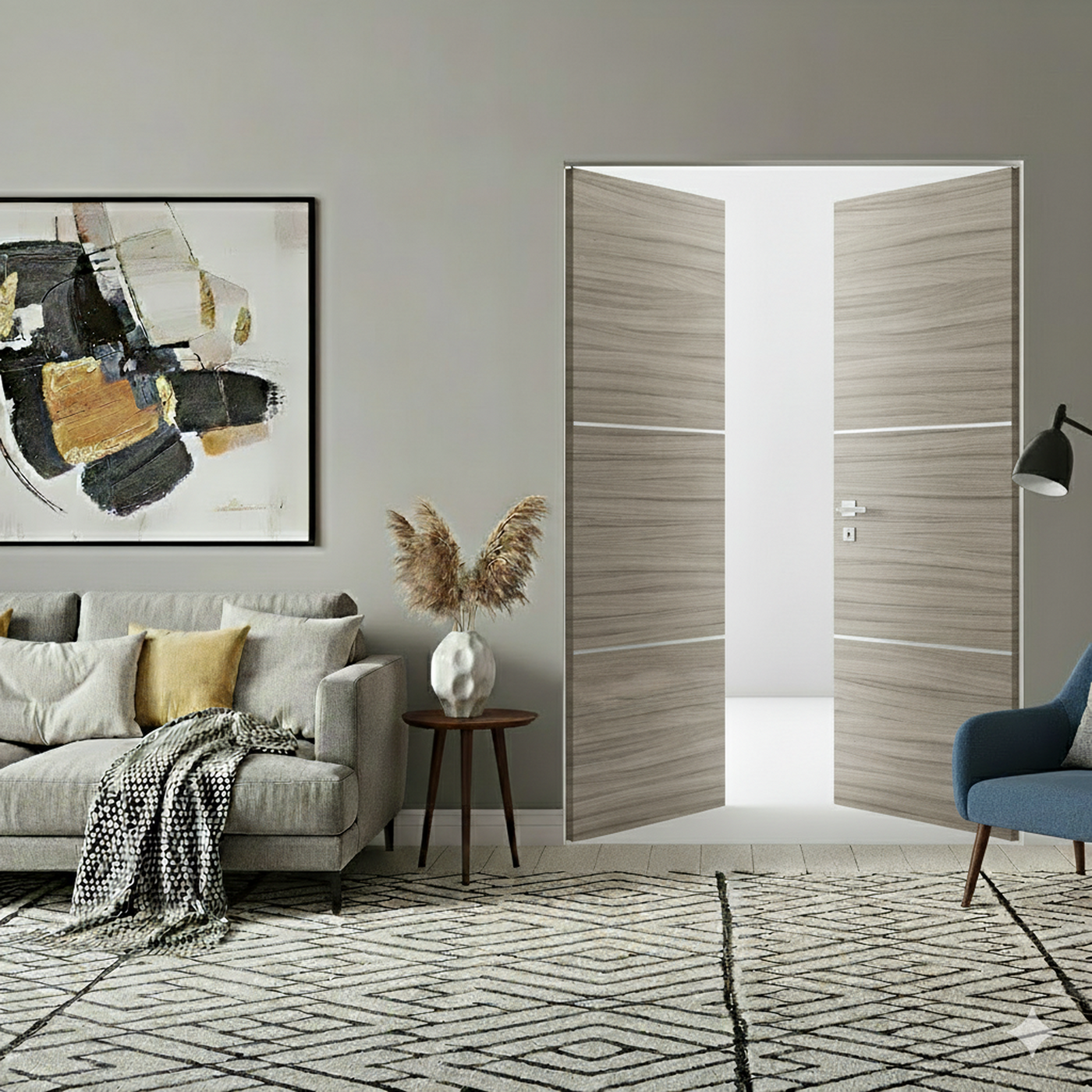 Braga 2H Palissandro Matrix CPL Frameless Modern Double Door - Doors and Beyond