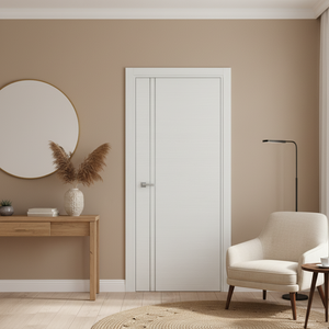 Nova 2V  Braga Bianco Matrix CPL Modern Single Pre-hung Door - Doors and Beyond