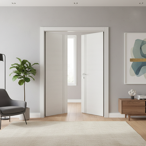 Nova 2V  Braga Bianco Matrix CPL Modern Double Pre-Hung Door - Doors and Beyond