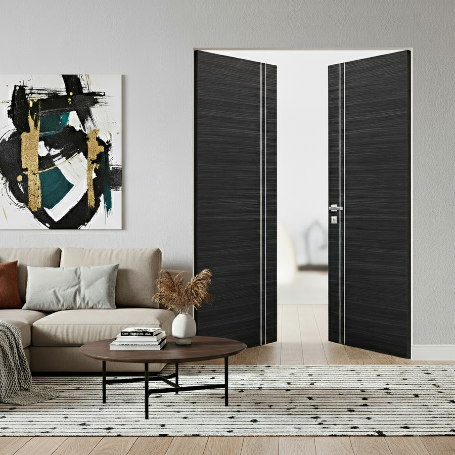 Braga 2V Blu Matrix CPL Frameless Modern Double Door - Doors and Beyond