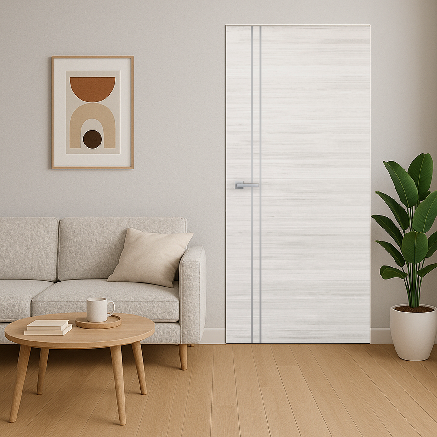 Braga 2V Crema Matrix CPL Frameless Modern Door - Doors and Beyond
