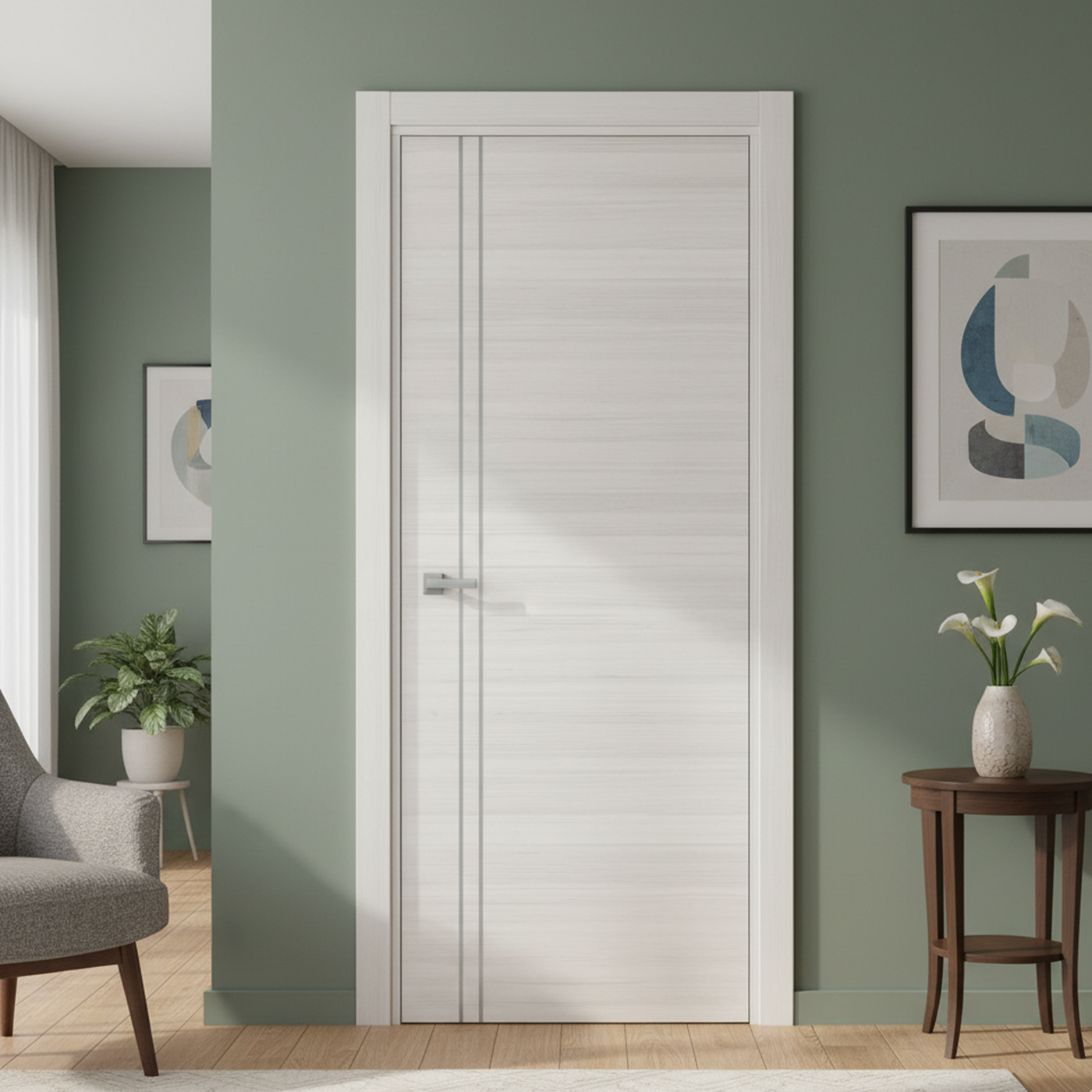 Nova 2V Braga Crema Matrix CPL Modern Single Pre-hung Door - Doors and Beyond