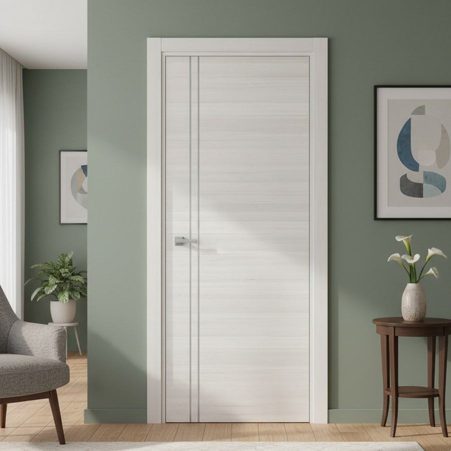 Nova 2V Braga Crema Matrix CPL Modern Single Pre-hung Door - Doors and Beyond