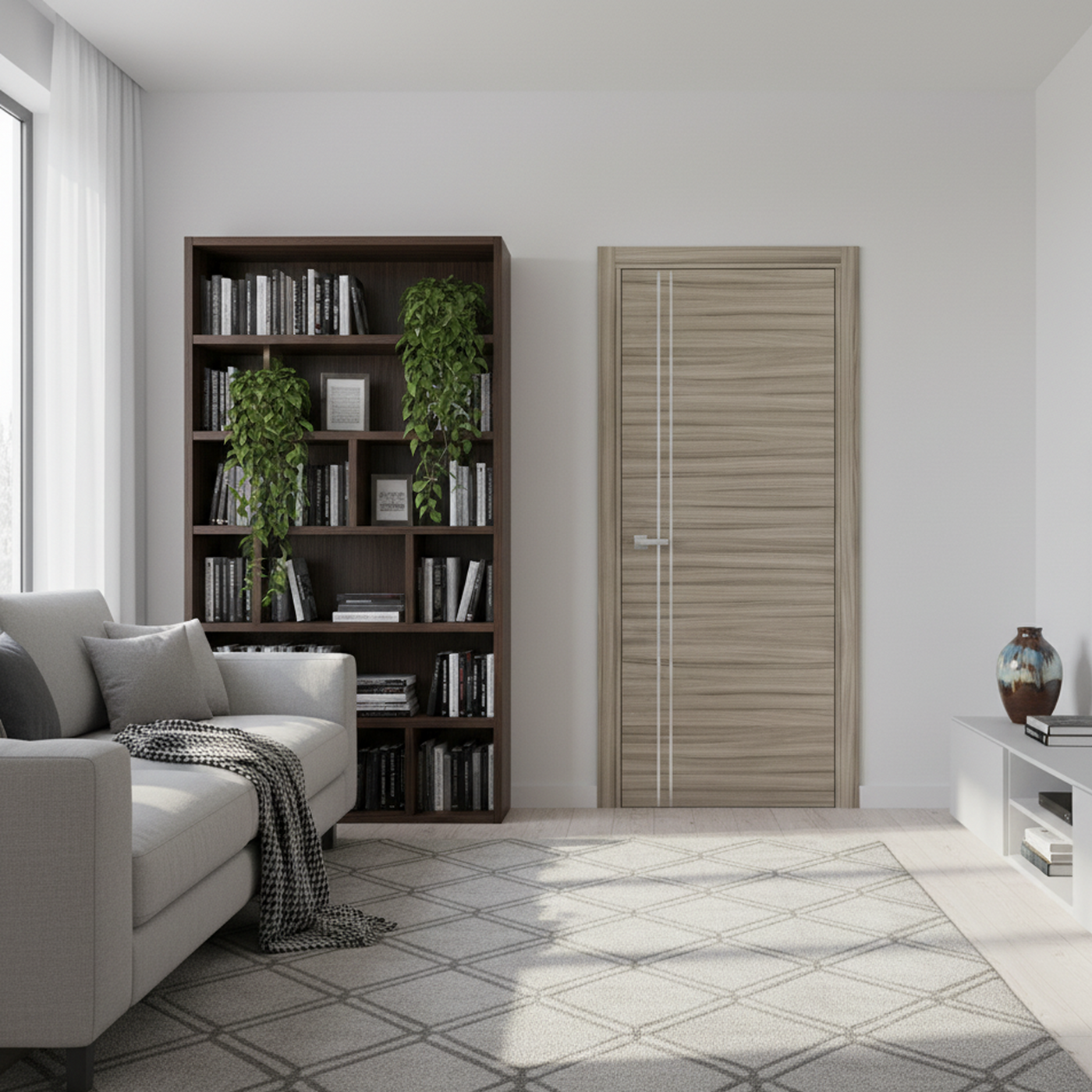 Nova 2V  Braga Palissandro  Matrix CPL Modern Single Pre-hung Door - Doors and Beyond