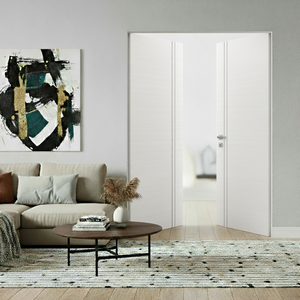 Braga 2V Bianco Matrix CPL Frameless Modern Double Door - Doors and Beyond