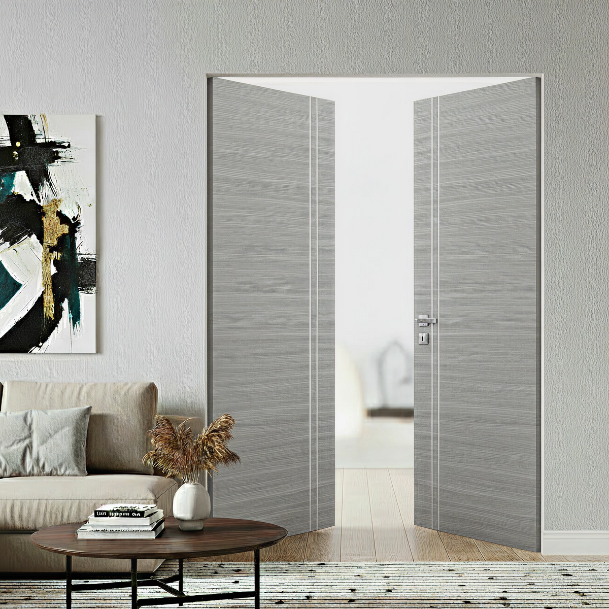 Braga 2V Olmo Matrix CPL Frameless Modern Double Door - Doors and Beyond