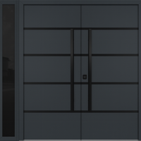 Nova Inox S3 Modern Exterior Double Door W/ (1) 12" Sidelight - Unit 86x81 3/8 - Black Stainless - Gray - Doors and Beyond