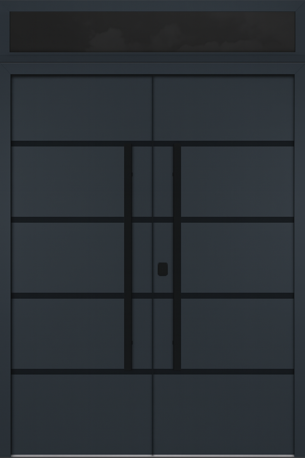 Nova Inox S3 Modern Exterior Double Door 72x80 with Transom - Unit 74x95 1/2 Black Stainless Steel - Gray