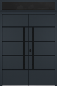 Nova Inox S3 Modern Exterior Double Door 72x80 with Transom - Unit 74x95 1/2 Black Stainless Steel - Gray - Doors and Beyond