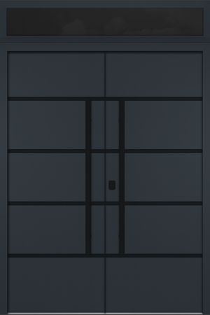 Nova Inox S3 Modern Exterior Double Door 72x80 with Transom - Unit 74x95 1/2 Black Stainless Steel - Gray - Doors and Beyond