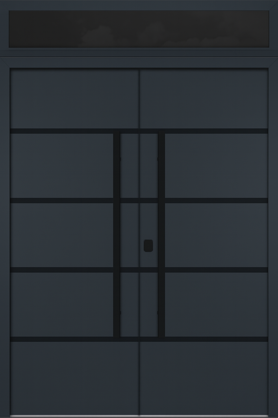 Nova Inox S3 Modern Exterior Double Door 72x80 with Transom - Unit 74x95 1/2 Black Stainless Steel - Gray - Doors and Beyond