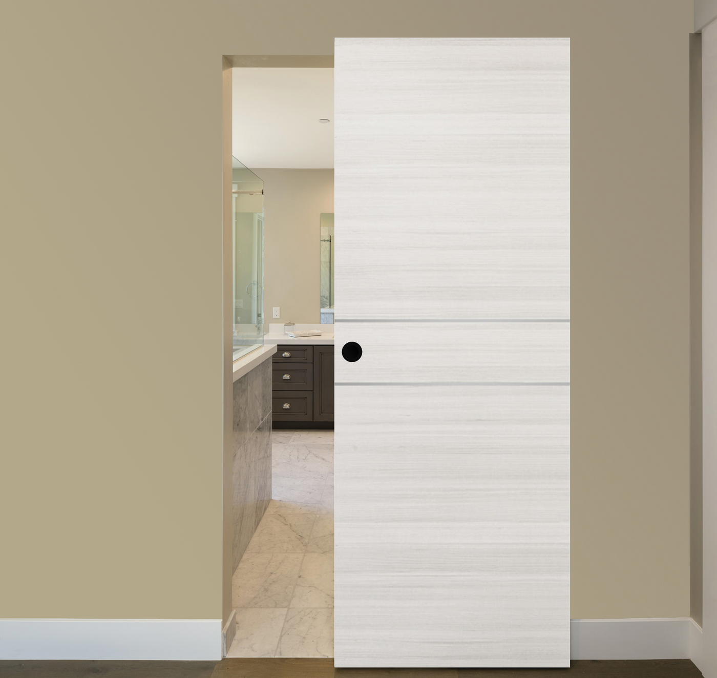 Nova 2HC Braga Crema Matrix Laminated Modern Magic Door - Doors and Beyond