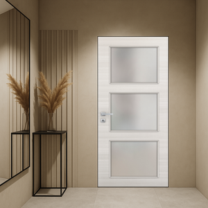 Braga 3-Lite Crema Matrix CPL Frameless Modern Door - Doors and Beyond