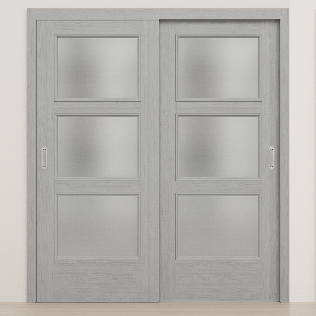 Braga 3-Lite Olmo Matrix CPL  Modern Bypass Door - Doors and Beyond