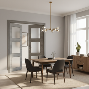 Nova 3-Lite Braga Olmo Matrix CPL  Modern Double Pre-Hung Door - Doors and Beyond