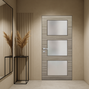 Braga 3-Lite Palissandro Matrix CPL Frameless Modern Door - Doors and Beyond