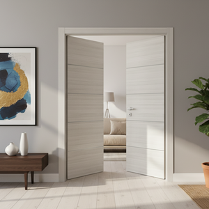 Nova 4H Braga Crema Matrix CPL  Modern Double Pre-Hung Door - Doors and Beyond