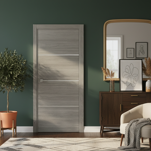 Nova 3H Braga Olmo Matrix CPL Modern Single Pre-hung Door - Doors and Beyond